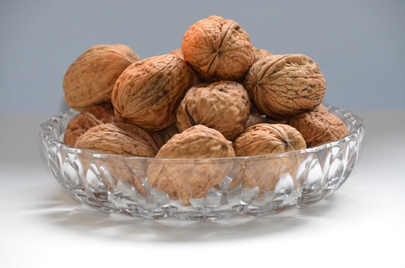 walnuts in glass plate