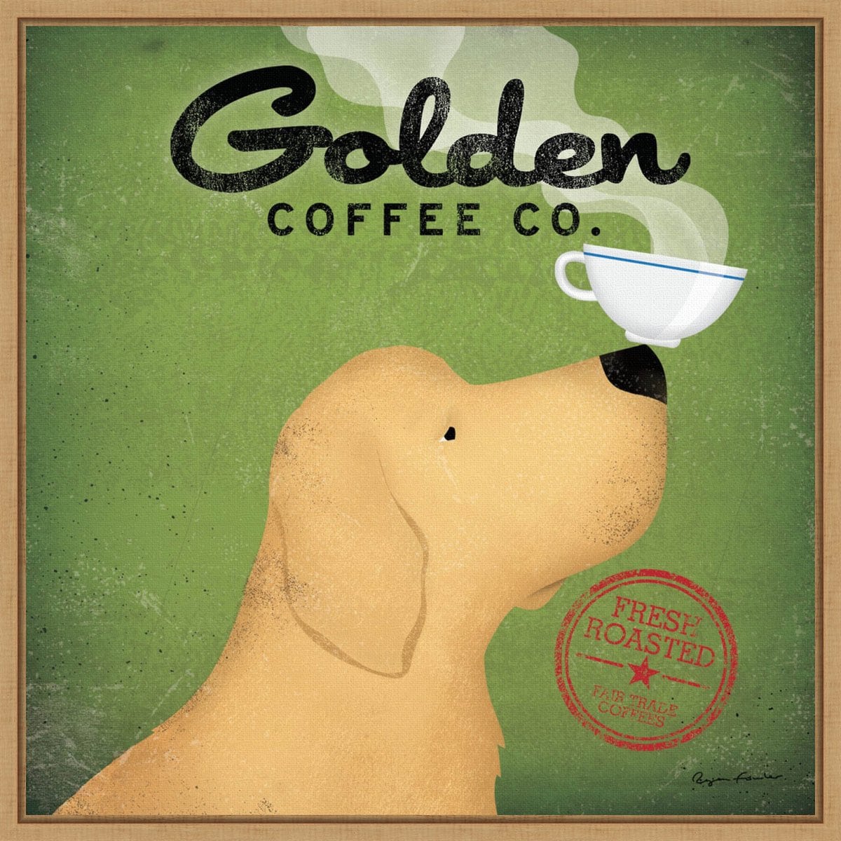 ‘Golden Dog Coffee Co.’ Framed Canvas Art