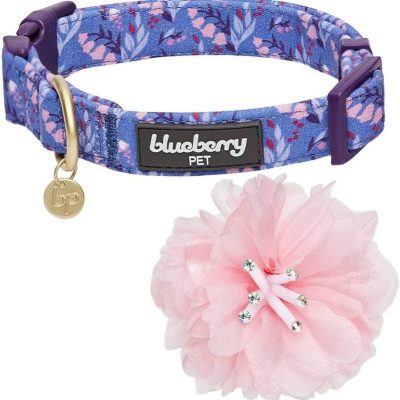 Blueberry Pet Floral Power Lily of The Valley Adjustable Dog Collar