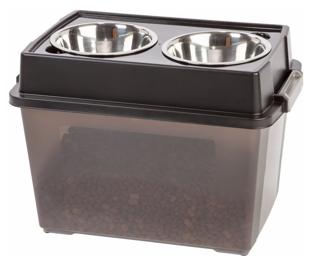 IRIS USA WeatherPro Airtight Elevated Pet Feeder w/Food Storage Container & Bowls in Lid