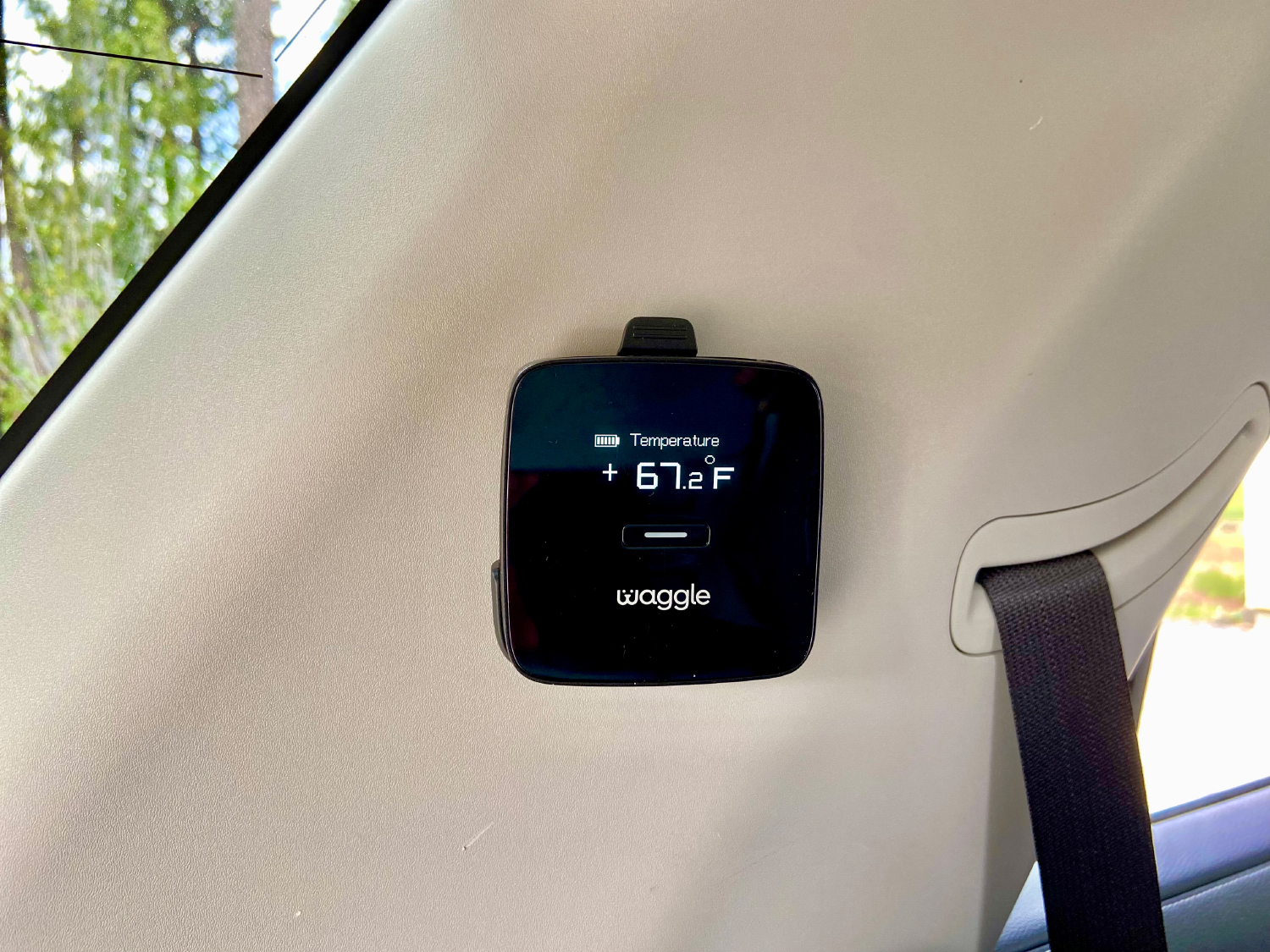 Waggle Pet Monitor Pro+ - monitor showing temperature in car