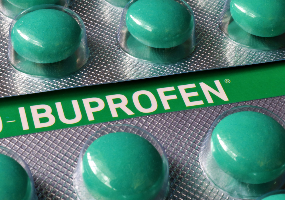 close up of ibuprofen tablets